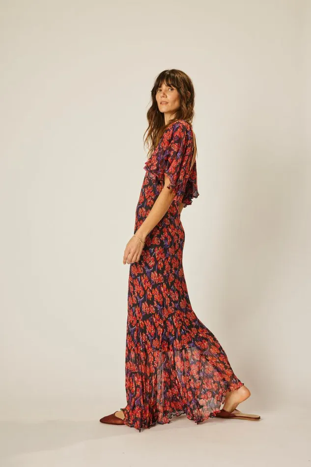 Dresses Shop Natalie Martin RAMYA DRESS Chiffon Watercolor Onyx