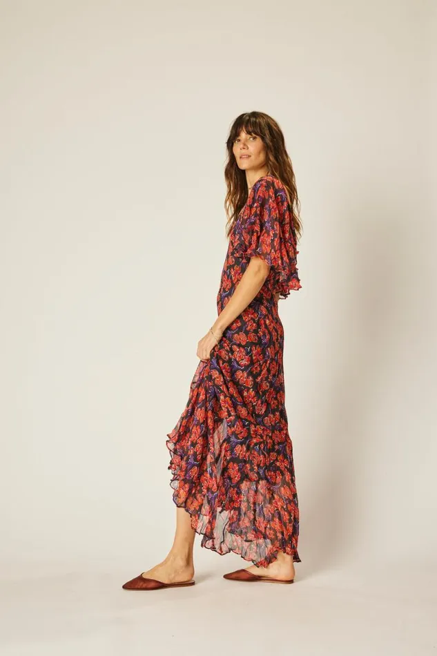 Dresses Shop Natalie Martin RAMYA DRESS Chiffon Watercolor Onyx