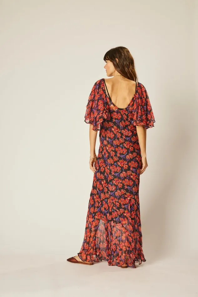 Dresses Shop Natalie Martin RAMYA DRESS Chiffon Watercolor Onyx