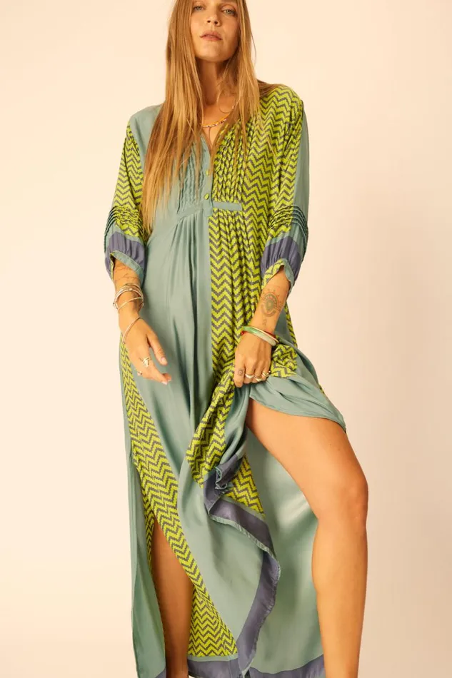 Dresses Shop Natalie Martin SAMMIE MAXI Block Zigzag Lime