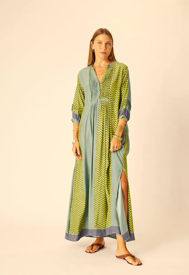 Dresses Shop Natalie Martin SAMMIE MAXI Block Zigzag Lime