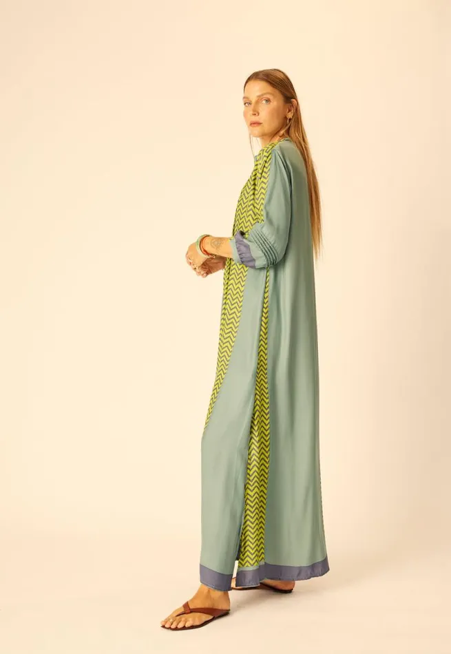 Dresses Shop Natalie Martin SAMMIE MAXI Block Zigzag Lime