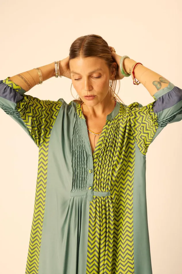 Dresses Shop Natalie Martin SAMMIE MAXI Block Zigzag Lime