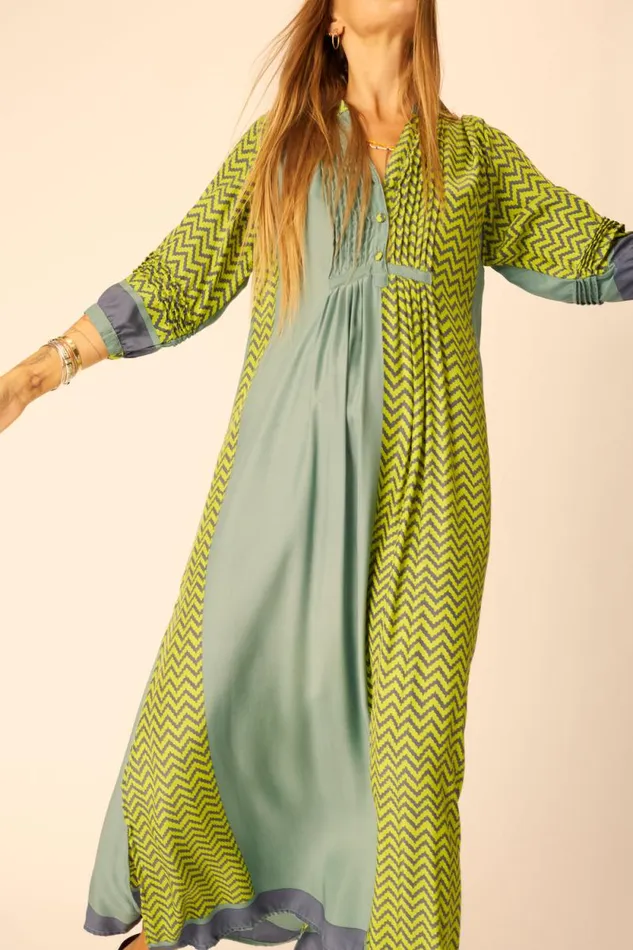 Dresses Shop Natalie Martin SAMMIE MAXI Block Zigzag Lime