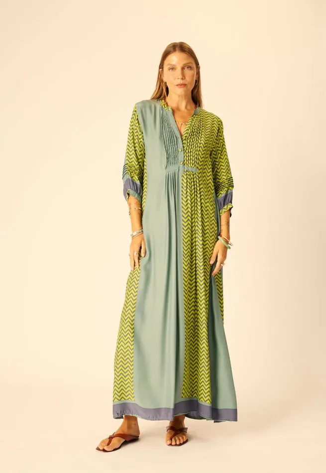 Dresses Shop Natalie Martin SAMMIE MAXI Block Zigzag Lime