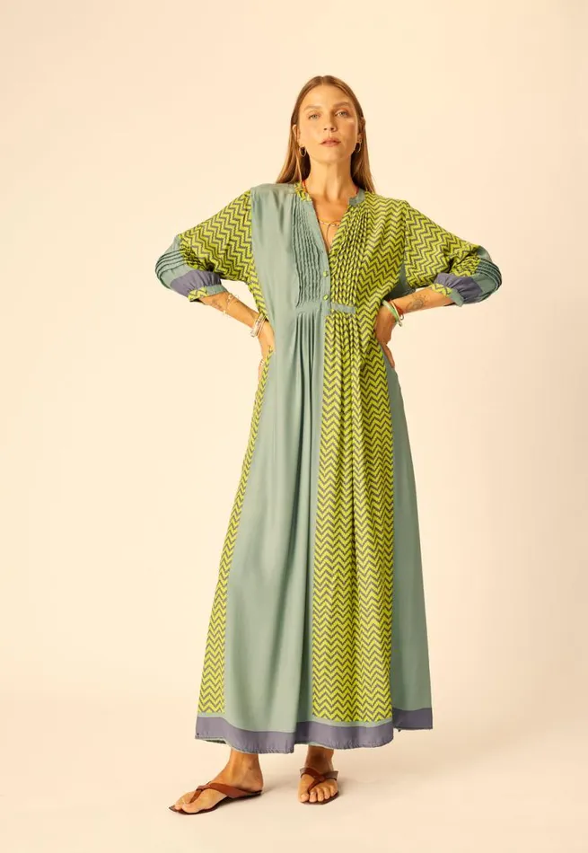 Dresses Shop Natalie Martin SAMMIE MAXI Block Zigzag Lime