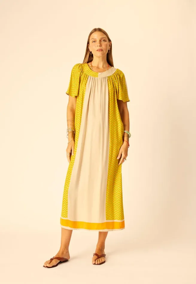 Dresses Shop Natalie Martin SIENNA DRESS Block Zigzag Tangerine