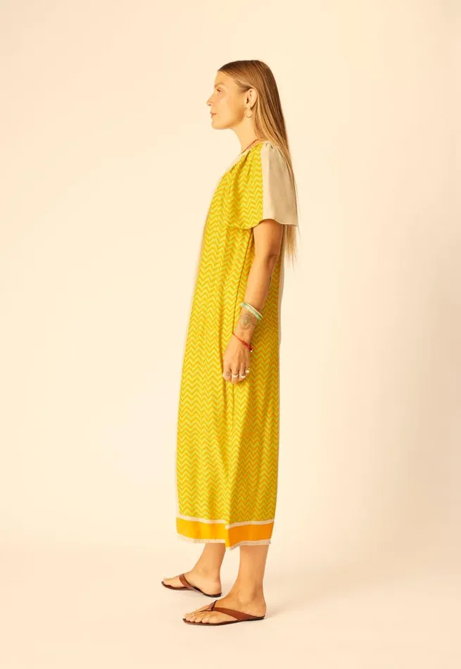 Dresses Shop Natalie Martin SIENNA DRESS Block Zigzag Tangerine
