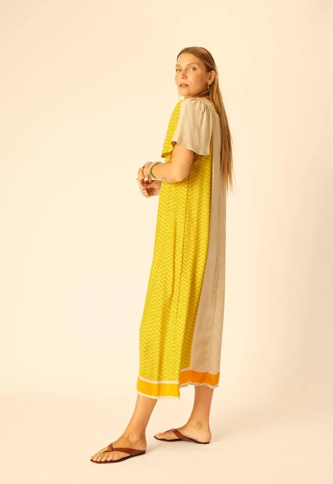 Dresses Shop Natalie Martin SIENNA DRESS Block Zigzag Tangerine