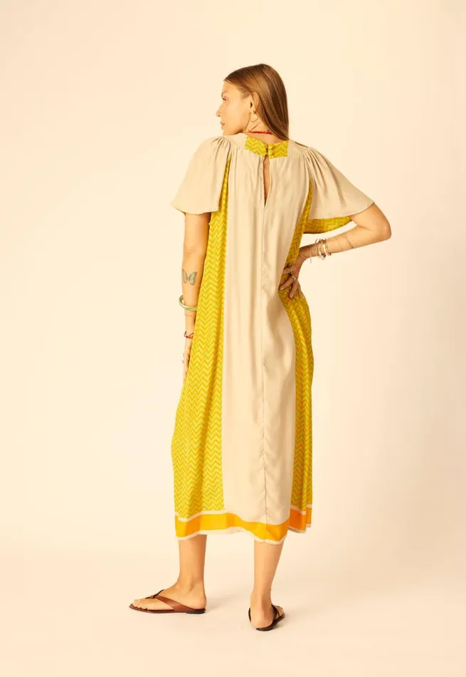 Dresses Shop Natalie Martin SIENNA DRESS Block Zigzag Tangerine