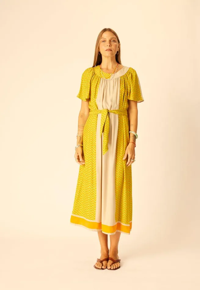 Dresses Shop Natalie Martin SIENNA DRESS Block Zigzag Tangerine