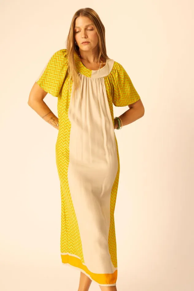 Dresses Shop Natalie Martin SIENNA DRESS Block Zigzag Tangerine