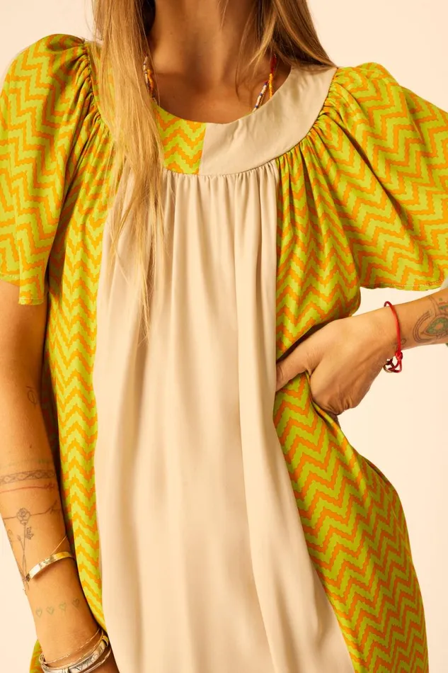 Dresses Shop Natalie Martin SIENNA DRESS Block Zigzag Tangerine