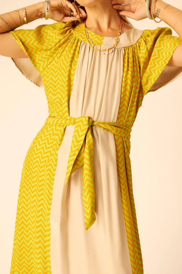 Dresses Shop Natalie Martin SIENNA DRESS Block Zigzag Tangerine