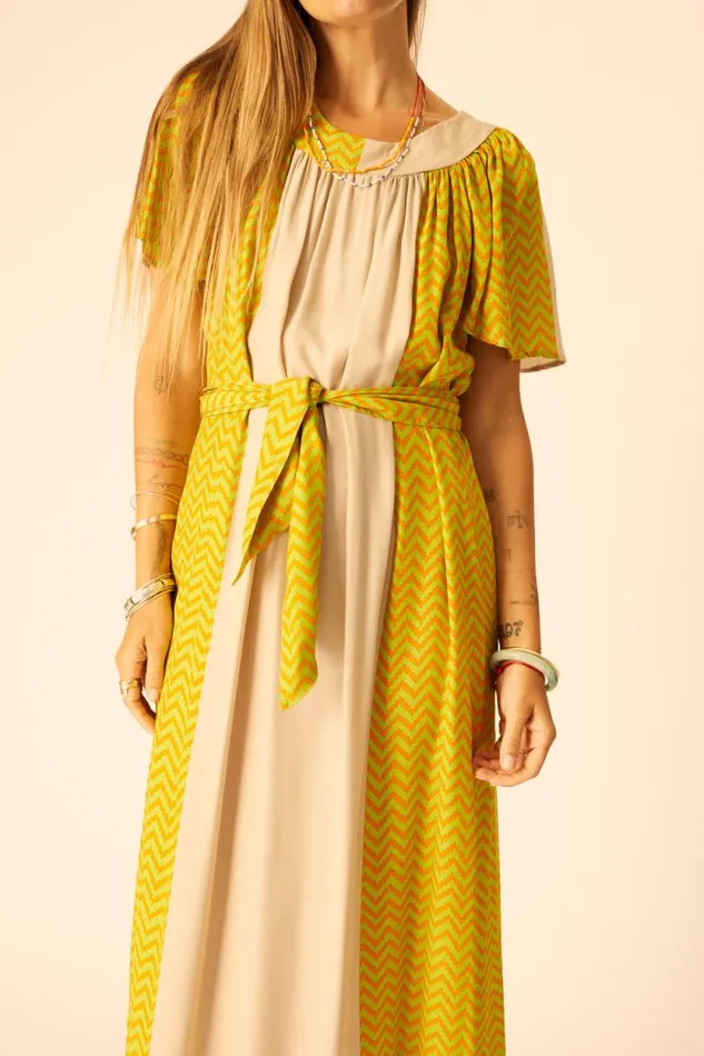 Dresses Shop Natalie Martin SIENNA DRESS Block Zigzag Tangerine