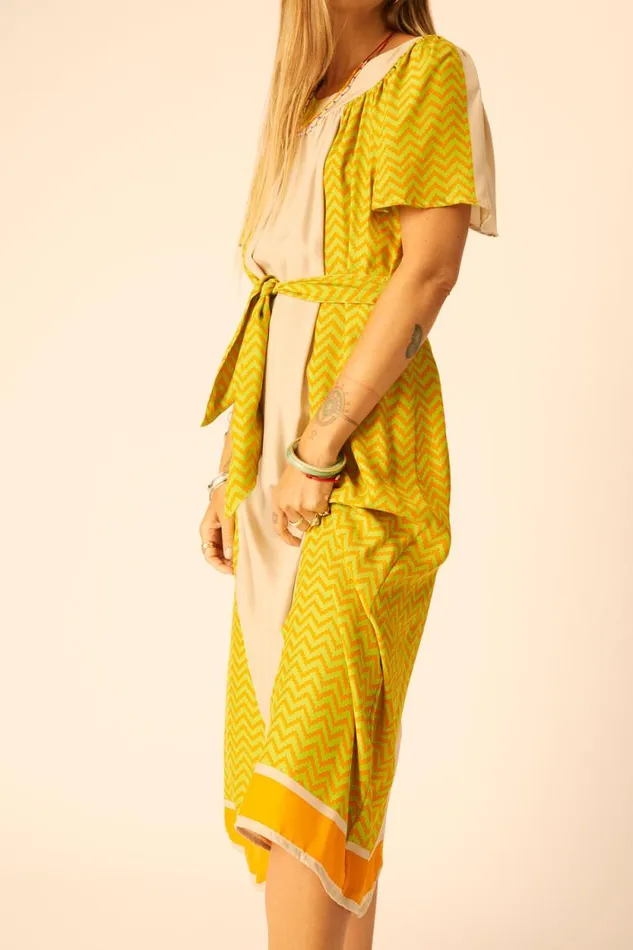 Dresses Shop Natalie Martin SIENNA DRESS Block Zigzag Tangerine
