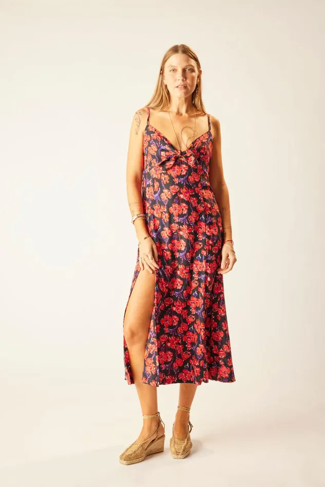 Dresses Shop Natalie Martin SOPHIE DRESS Silk Watercolor Print Onyx