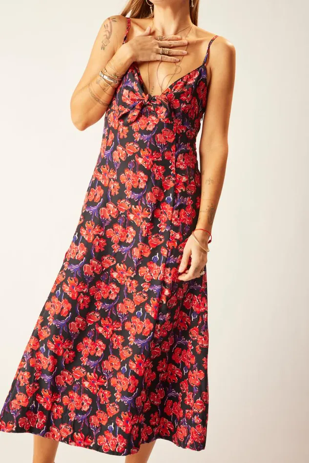 Dresses Shop Natalie Martin SOPHIE DRESS Silk Watercolor Print Onyx