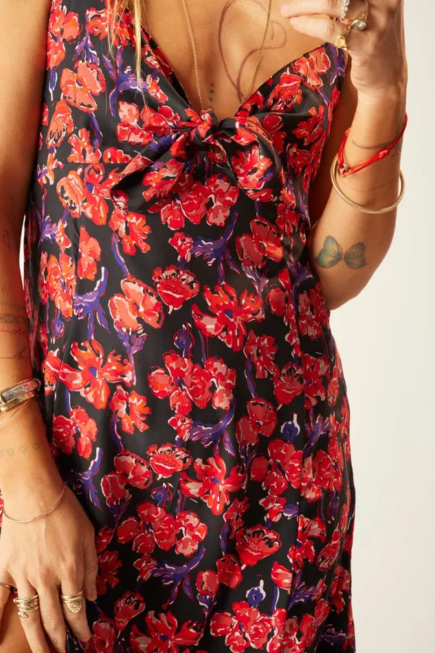 Dresses Shop Natalie Martin SOPHIE DRESS Silk Watercolor Print Onyx
