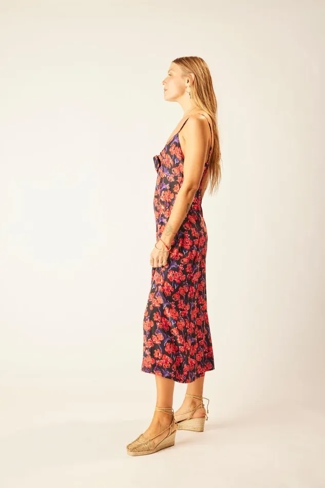 Dresses Shop Natalie Martin SOPHIE DRESS Silk Watercolor Print Onyx