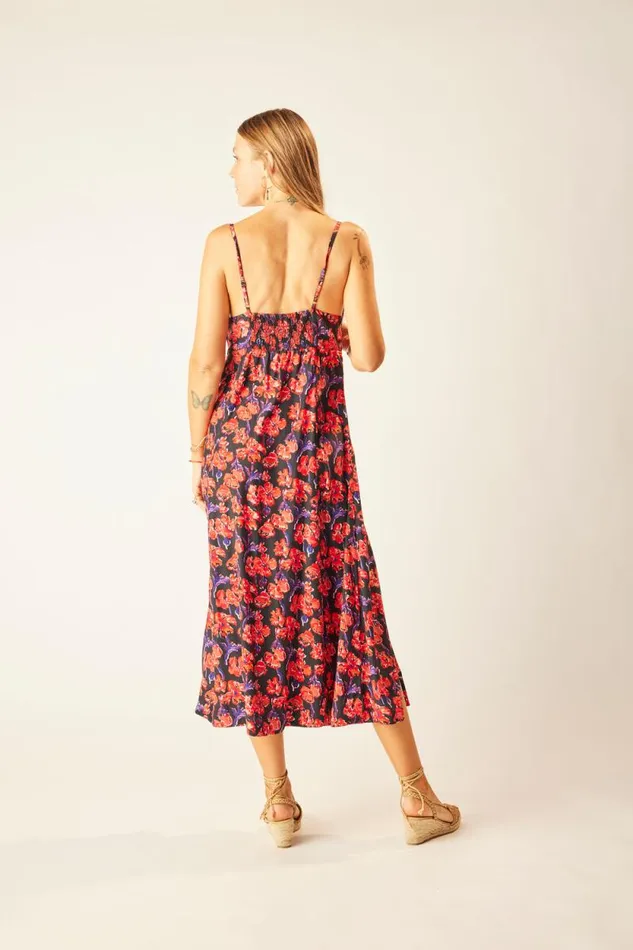 Dresses Shop Natalie Martin SOPHIE DRESS Silk Watercolor Print Onyx