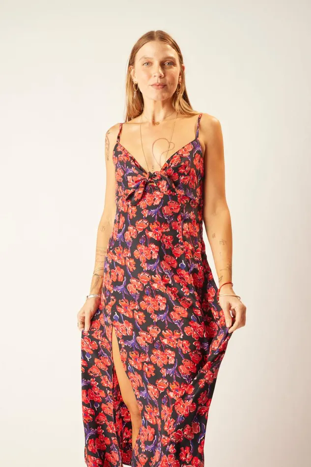 Dresses Shop Natalie Martin SOPHIE DRESS Silk Watercolor Print Onyx