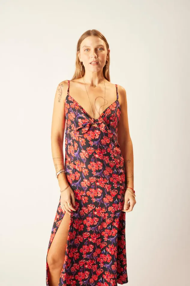 Dresses Shop Natalie Martin SOPHIE DRESS Silk Watercolor Print Onyx