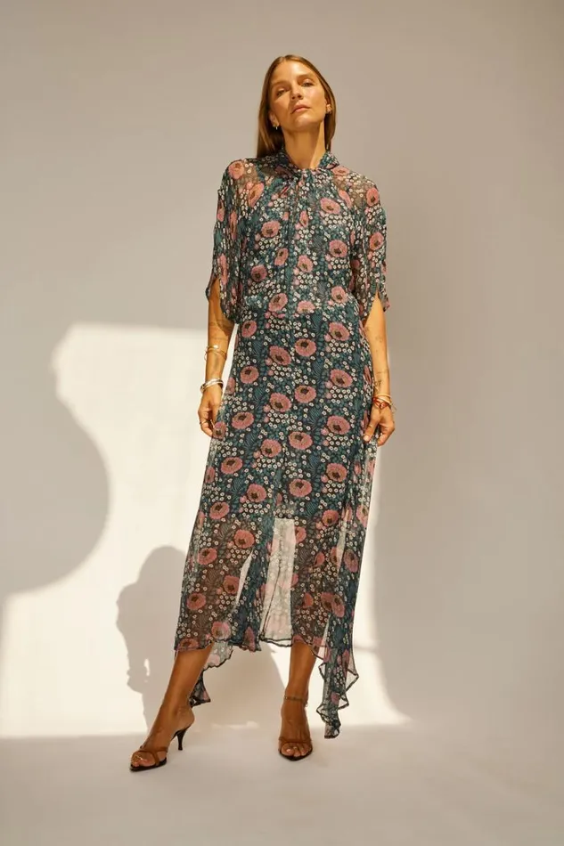 Dresses Shop Natalie Martin TIFFANY DRESS Vintage Flowers Indigo