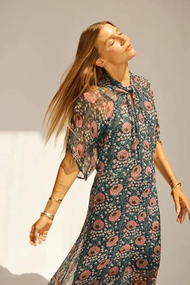 Dresses Shop Natalie Martin TIFFANY DRESS Vintage Flowers Indigo
