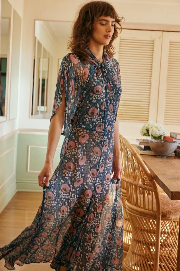 Dresses Shop Natalie Martin TIFFANY DRESS Vintage Flowers Indigo