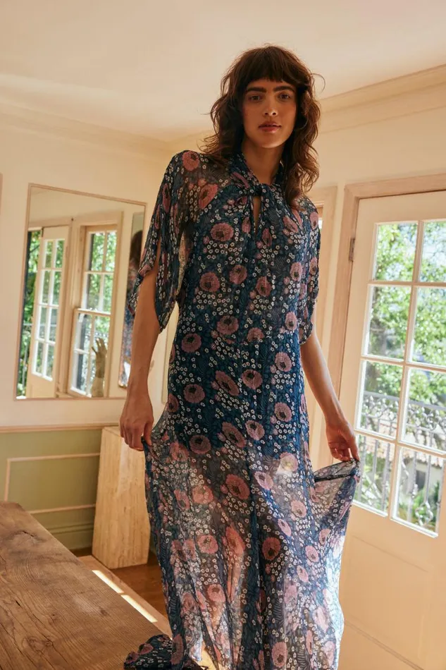 Dresses Shop Natalie Martin TIFFANY DRESS Vintage Flowers Indigo