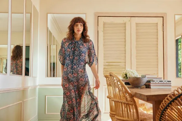 Dresses Shop Natalie Martin TIFFANY DRESS Vintage Flowers Indigo