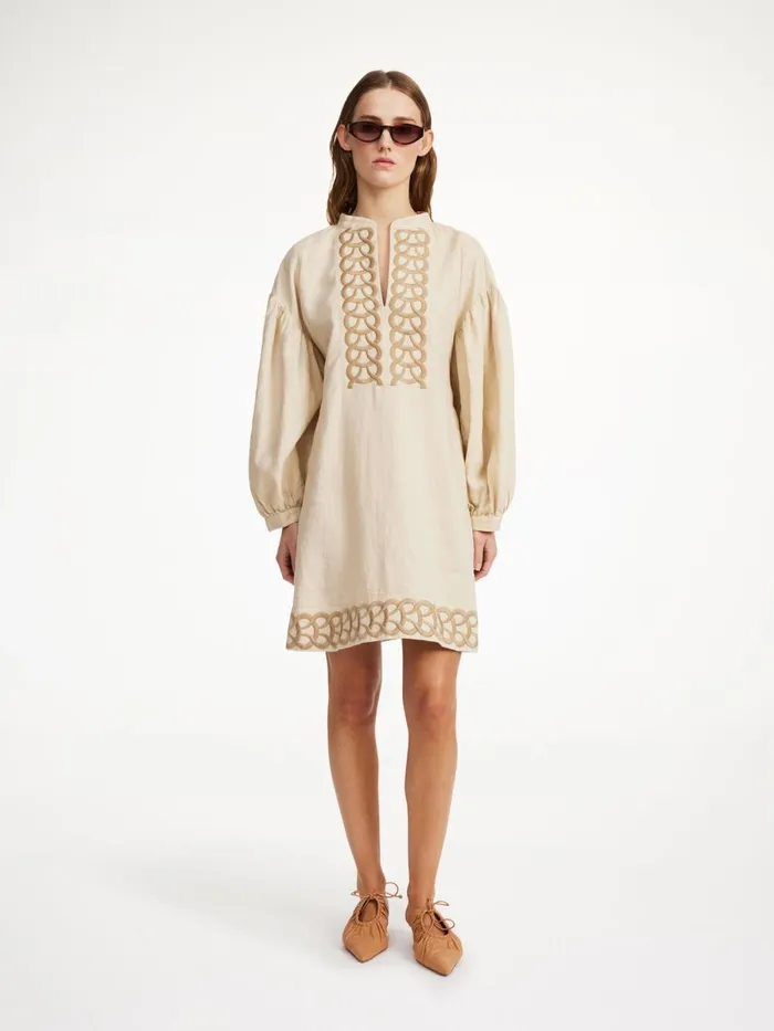 Dresses Women By Malene Birger Limonna Linen Midi Dress Oyster Gray