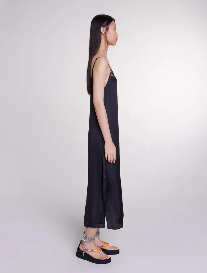 Dresses Women Maje Long Satin Dress Black