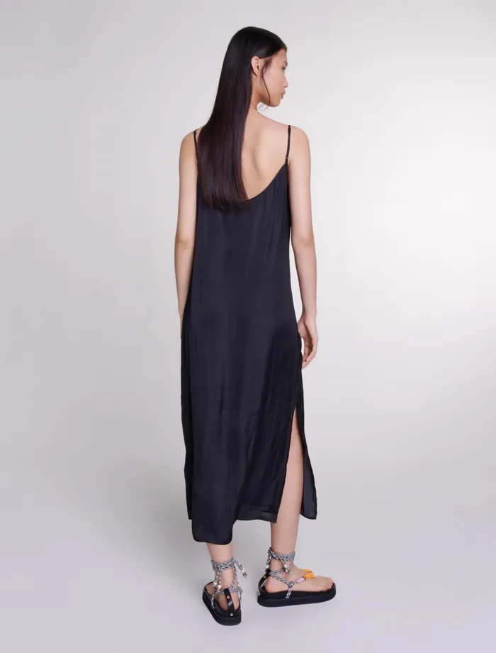 Dresses Women Maje Long Satin Dress Black