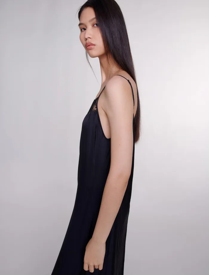 Dresses Women Maje Long Satin Dress Black