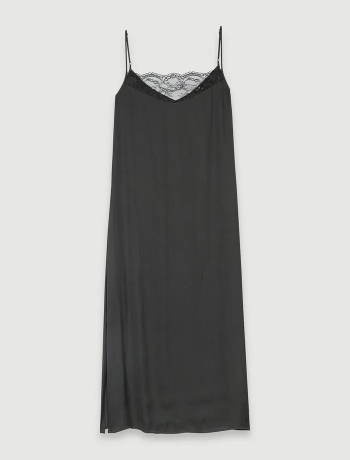 Dresses Women Maje Long Satin Dress Black