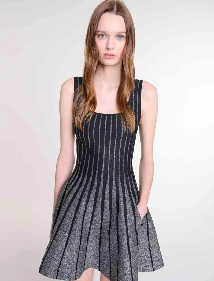 Dresses Women Maje Short Jacquard Knit Dress Blackglitter
