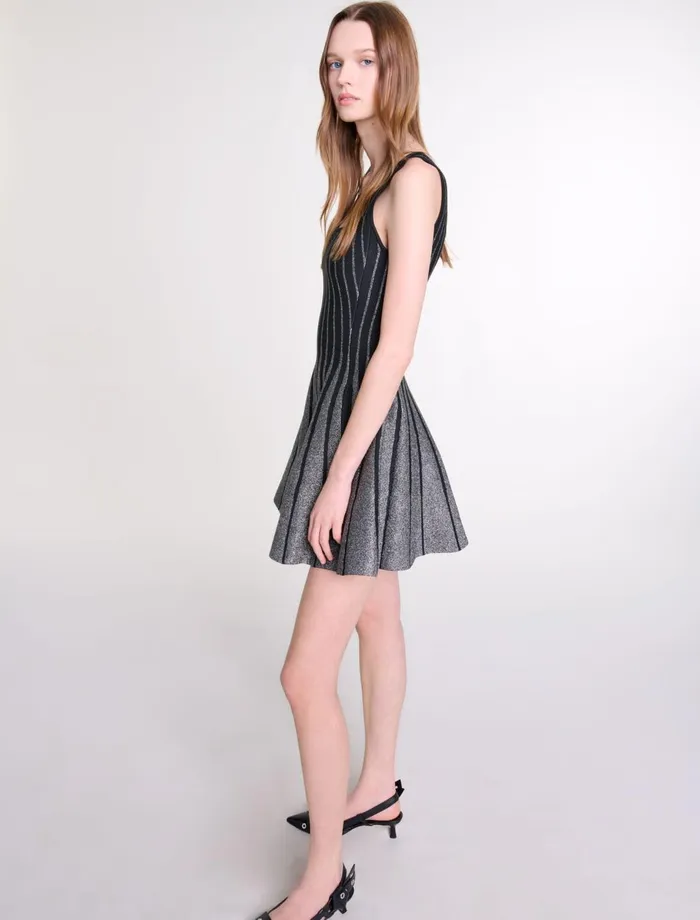 Dresses Women Maje Short Jacquard Knit Dress Blackglitter