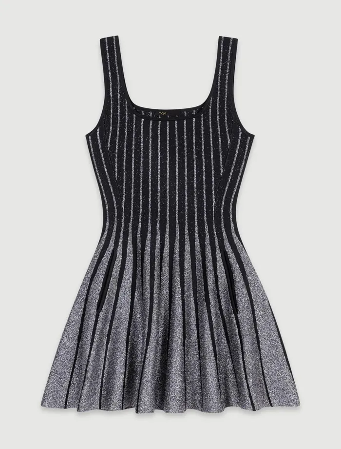 Dresses Women Maje Short Jacquard Knit Dress Blackglitter