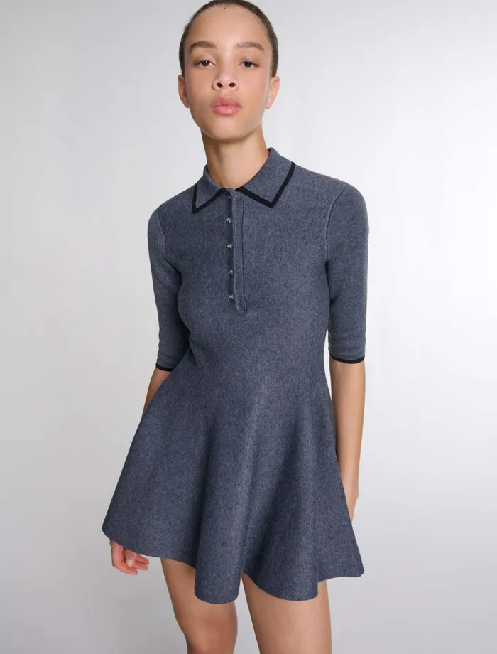 Dresses Women Maje Short Knit Dress Anthracite