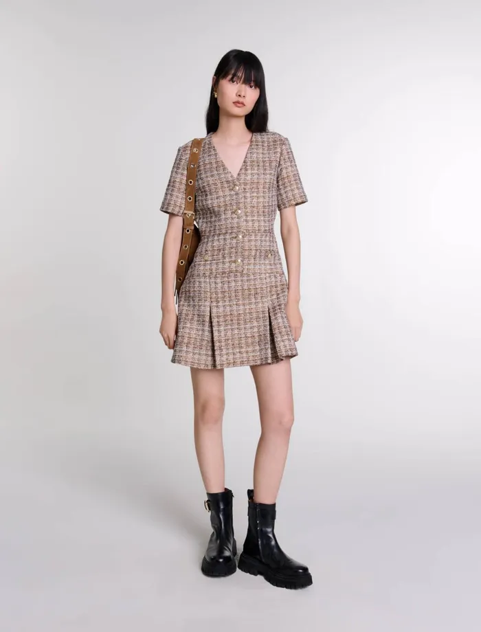 Dresses Women Maje Short Tweed Dress Brown