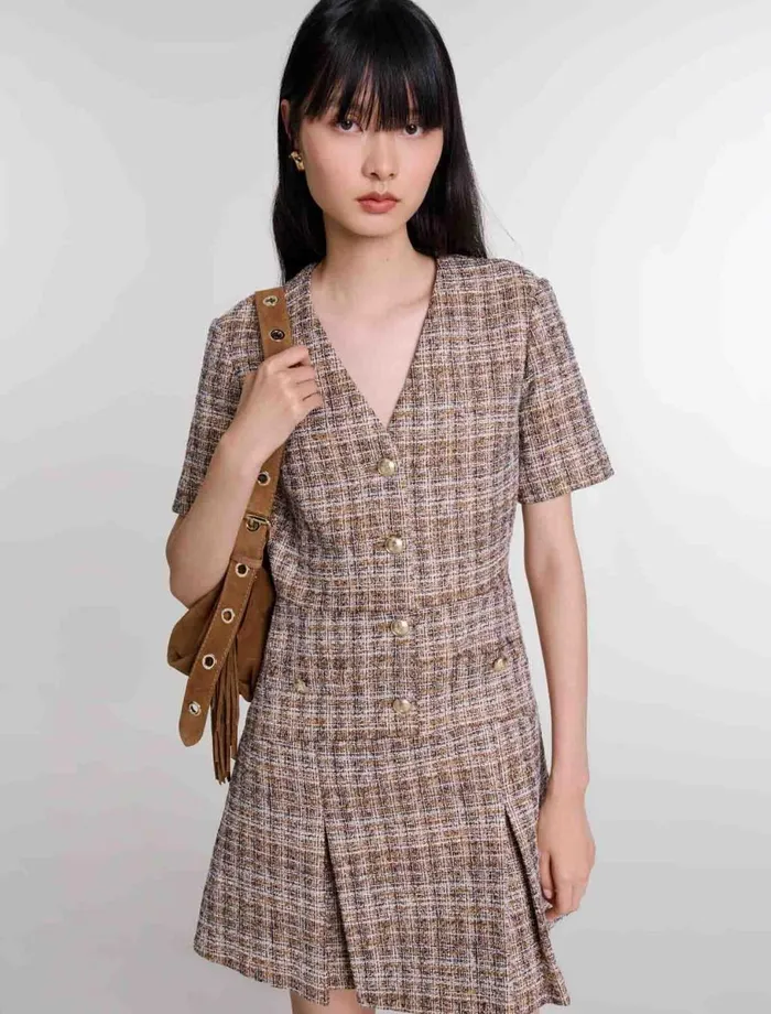 Dresses Women Maje Short Tweed Dress Brown