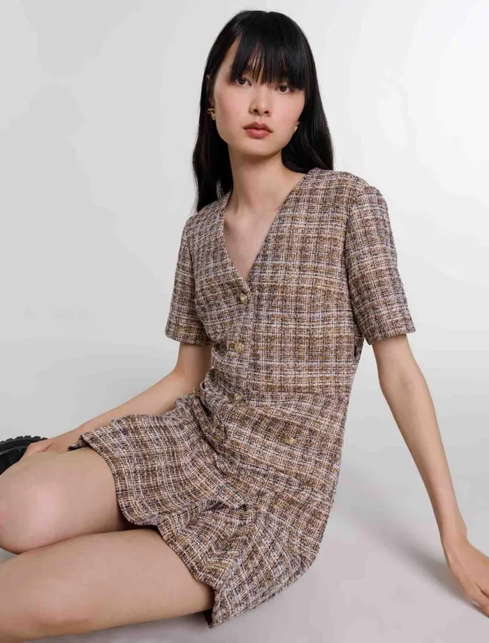 Dresses Women Maje Short Tweed Dress Brown