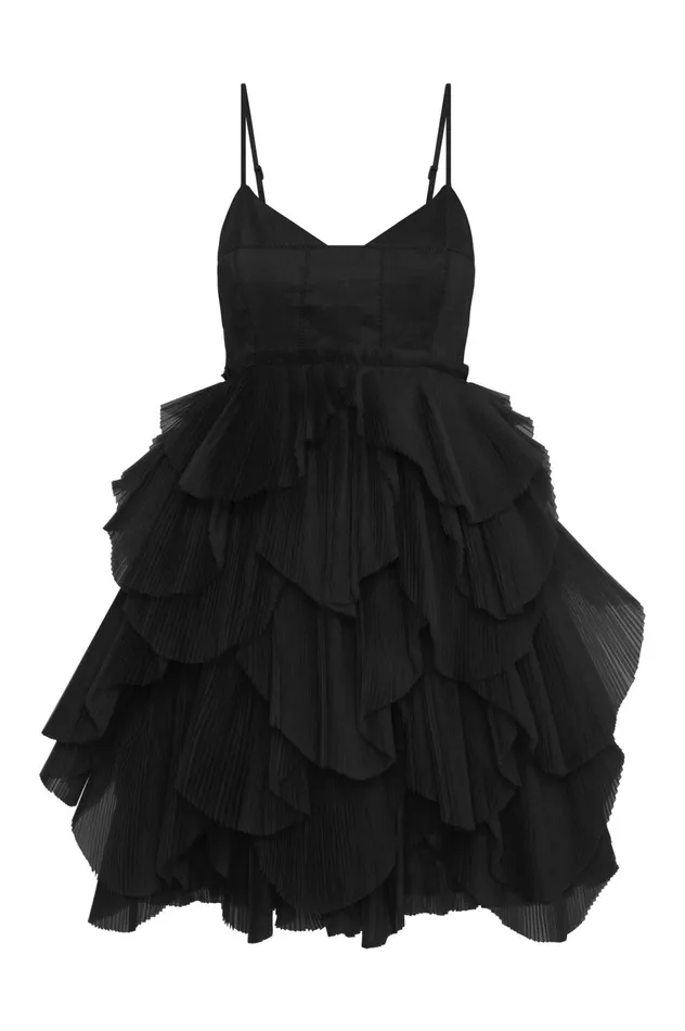 Elsie Pleat Mini Dress Black Women Aje Black Dresses