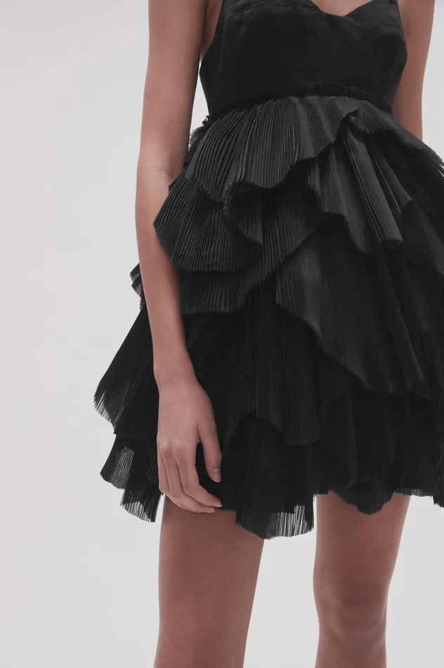 Elsie Pleat Mini Dress Black Women Aje Black Dresses