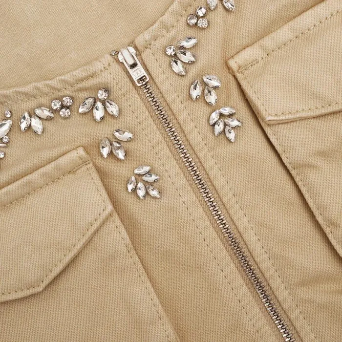 Embellished Denim Cargo Top Women Self Portrait Tops