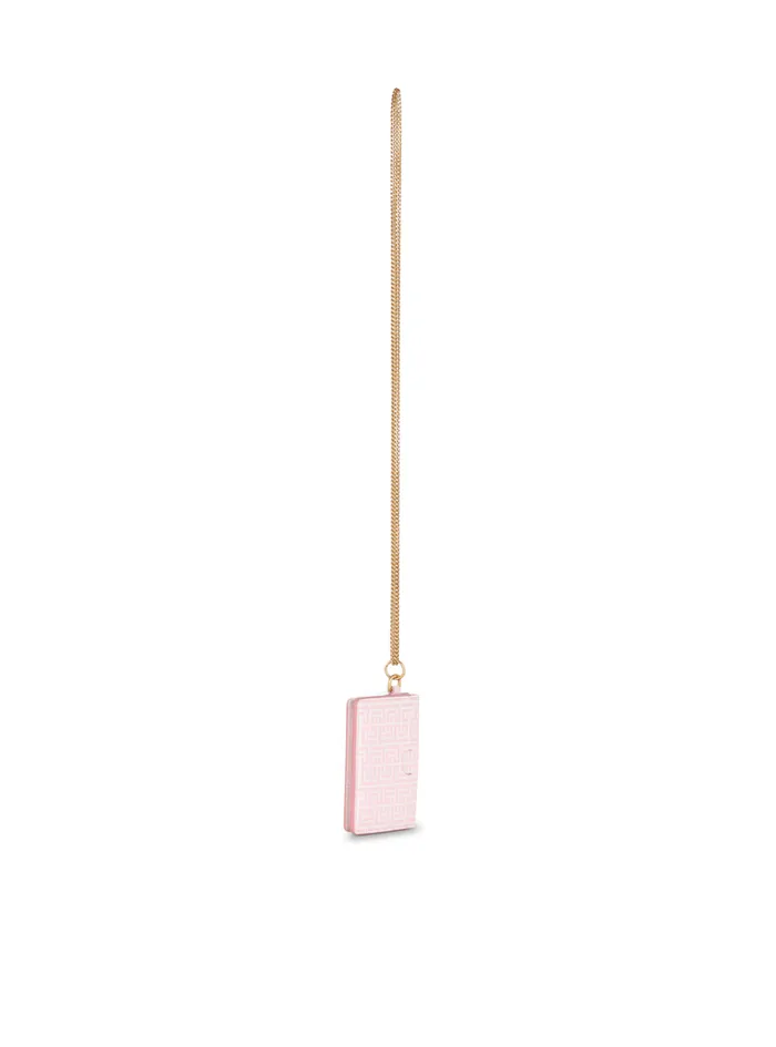 Embossed Calfskin Coin Card Holder Pink Women Balmain Small Leather Goods