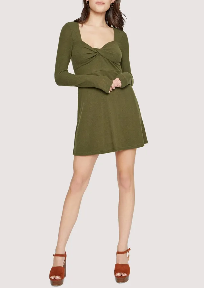 Endlessly Evergreen Mini Dress Oliveoil Women Lost Wander Dresses