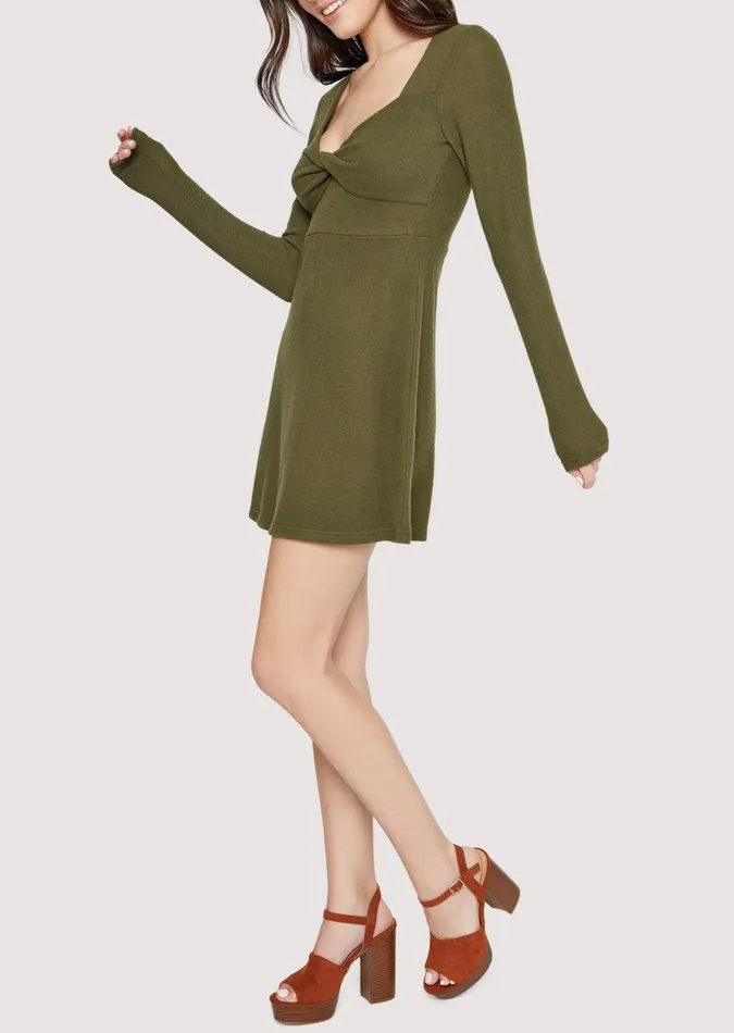 Endlessly Evergreen Mini Dress Oliveoil Women Lost Wander Dresses